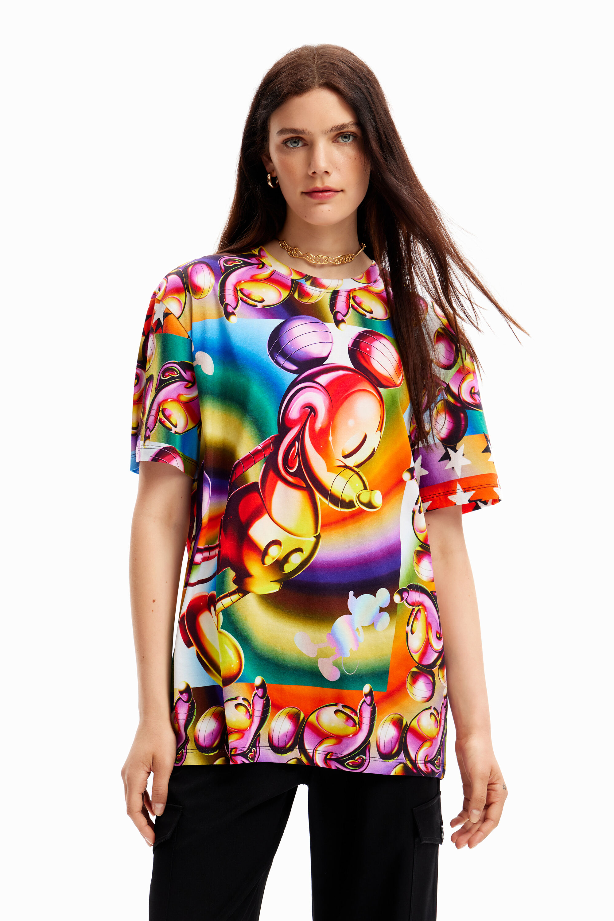 Camiseta grande multicolorida do Mickey Mouse
