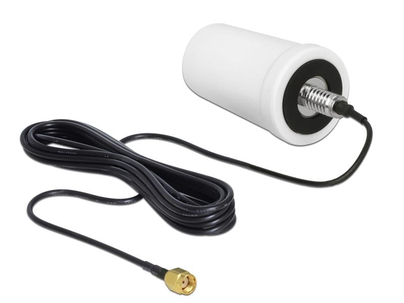 Delock WLAN-Antenne RP-SMA, Dualband RP-SMA 0 dBi Rundstrah Delock WLAN Antenne RP-SMA 802.11 ac/a/h/b/g/n 0 dBi 3 m ULA100 omnidirektional weiss Outdoor