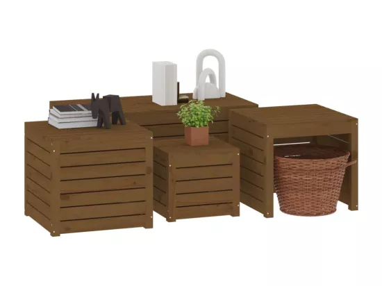 Ensemble de boîtes de jardin 4 pcs marron miel bois pin massif