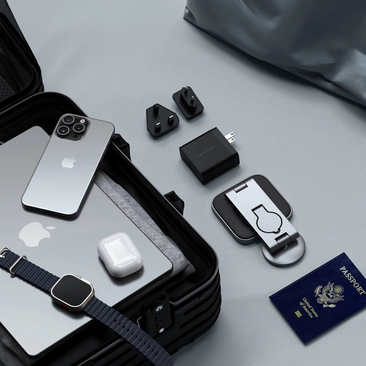 (15W) 3in1 MagSafe Qi2 Wireless Charger Ladegerät für Apple iPhone / Apple Airpods / Apple Watch Dockingstation (ST-Q31FM-EA) - Space Gray