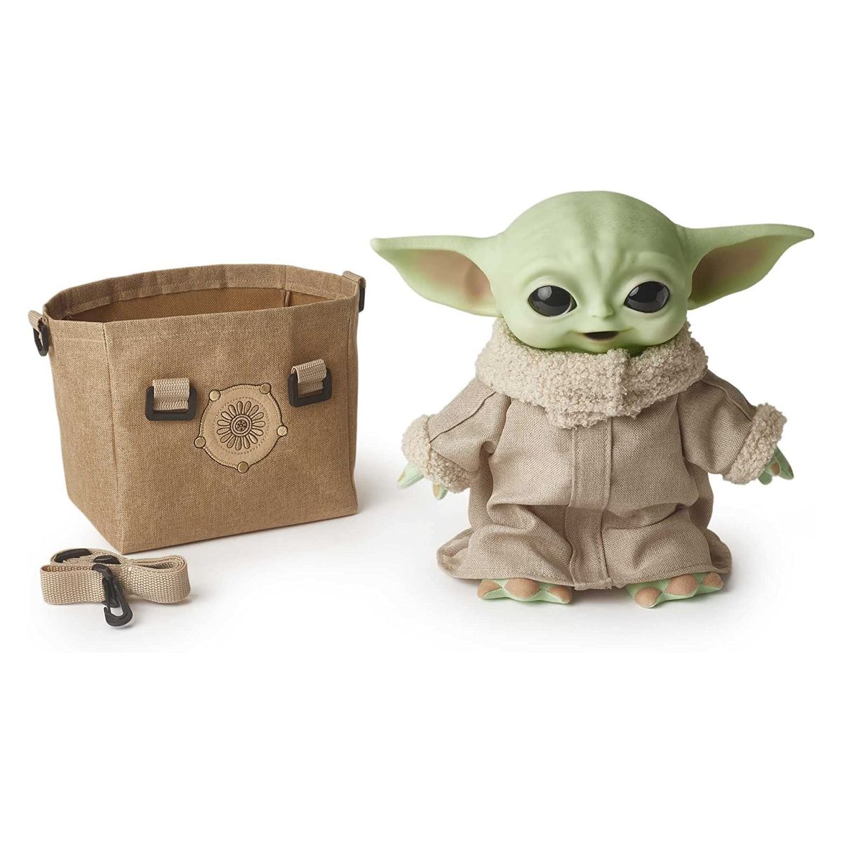 Mattel HBX33 - Disney - Star Wars - The Mandalorian - Baby Yoda mit Tragetasche und Sound, 28 cm - Spielfigur, Grogu