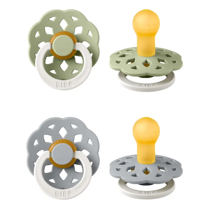 Bibs Tétines phosphorescentes en caoutchouc naturel Bohème - Set de 2 | Vert amande