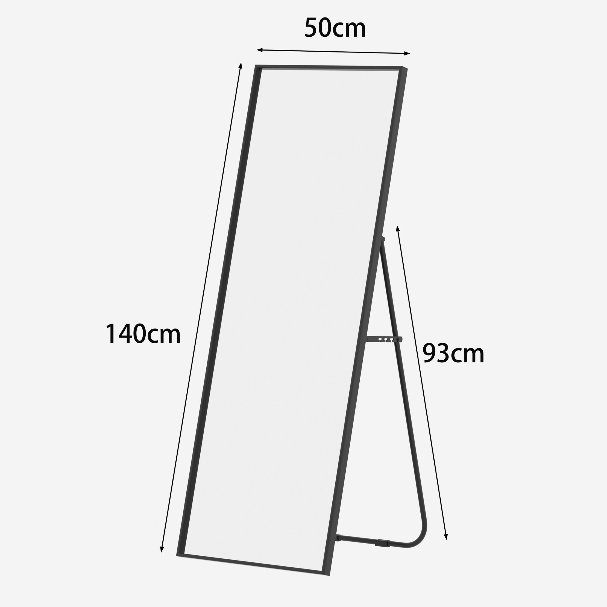Albatros Ganzkörperspiegel –Rechteckig Spiegel mit schwarzem Rahmen - Standspiegel oder großer Wandspiegel im modernen Design, 140 x 50 cm groß – hochwertiges und nachhaltiges Glas