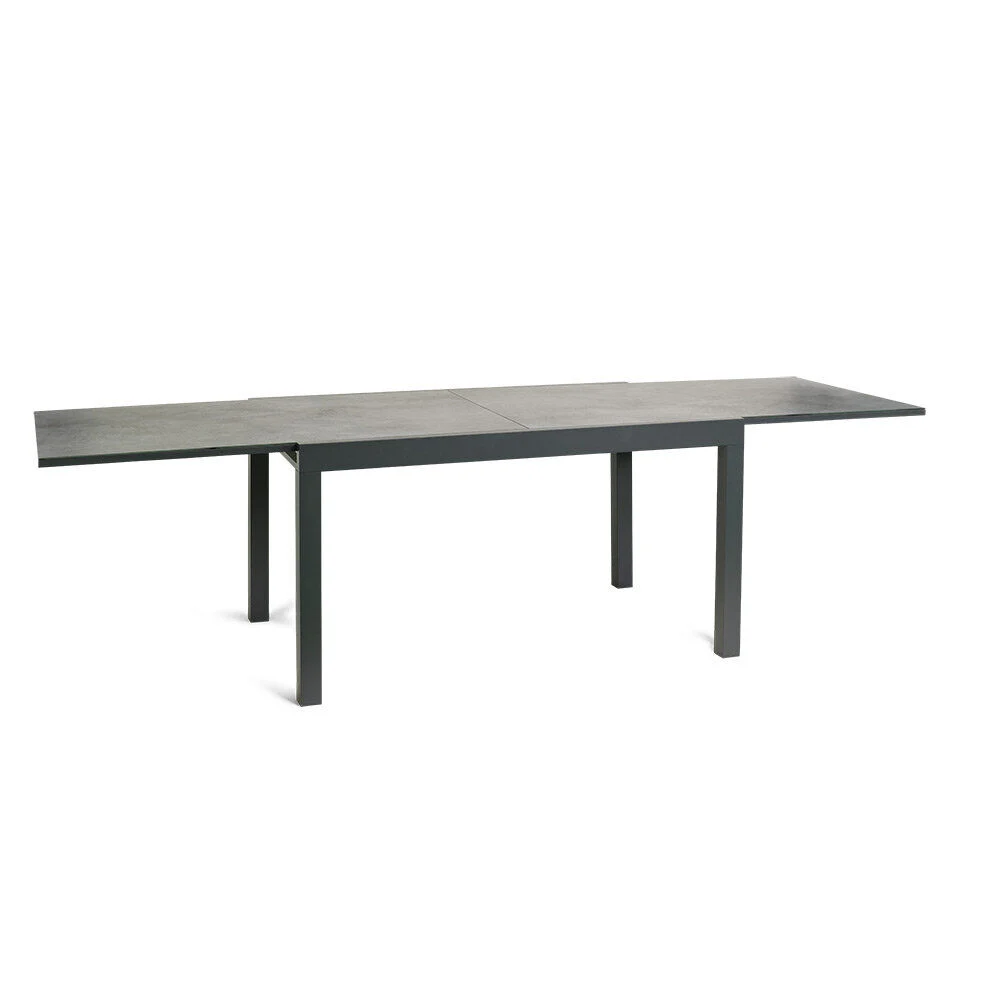 Table de jardin extensible Oslo verre effet marbre 135/270x90xH.75 cm