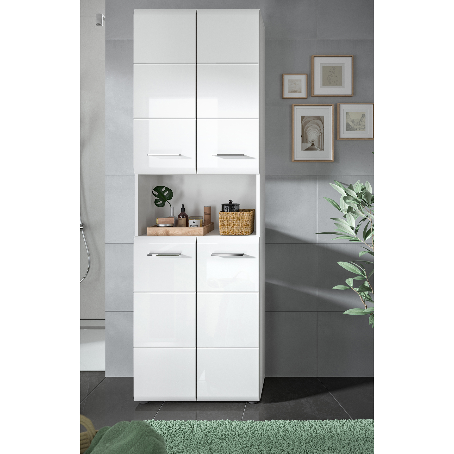 Hochschrank ICE - weiß Hochglanz - 60 cm breit