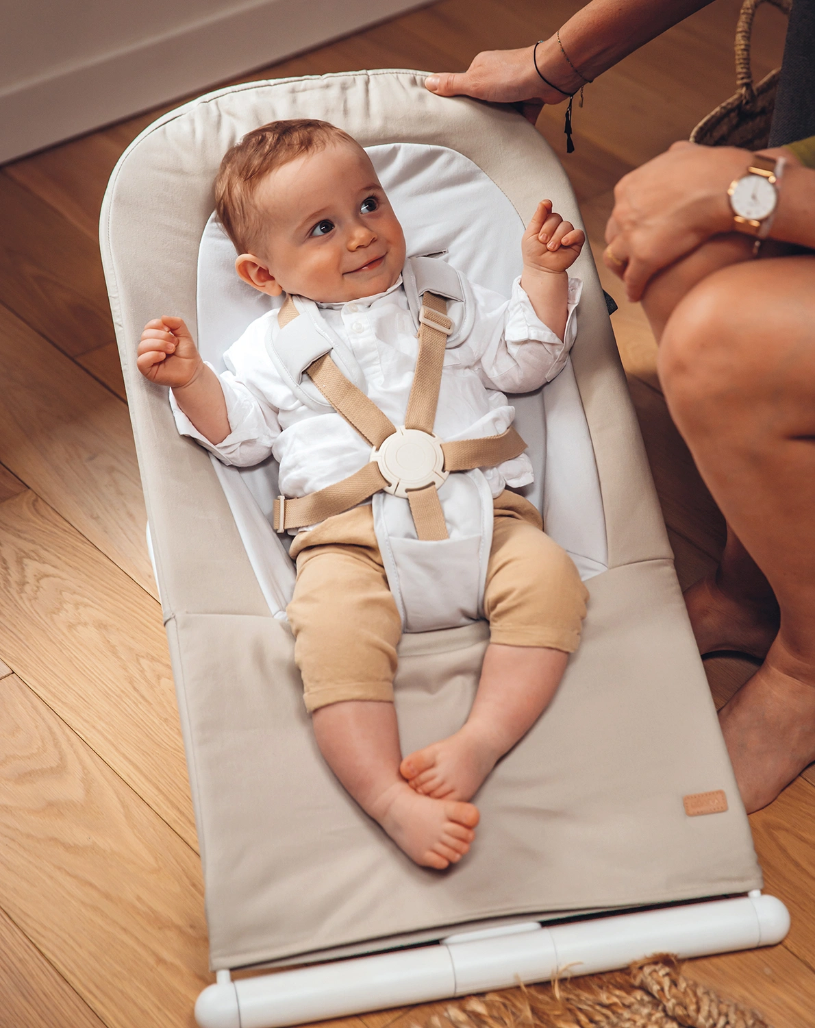 Babywippe EASY RELAX in grau beige