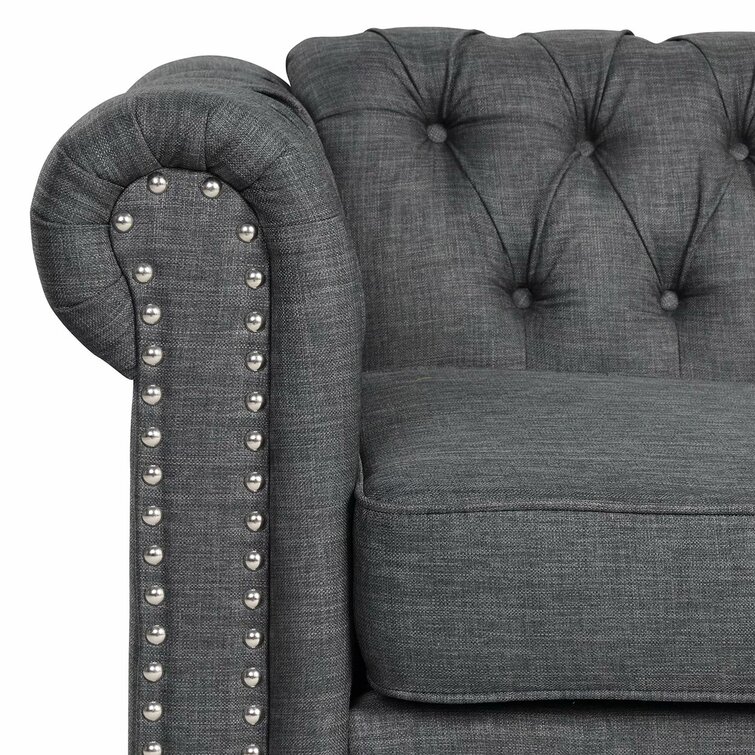 Gilles 82&rdquo; Rolled Arm Chesterfield Sofa
