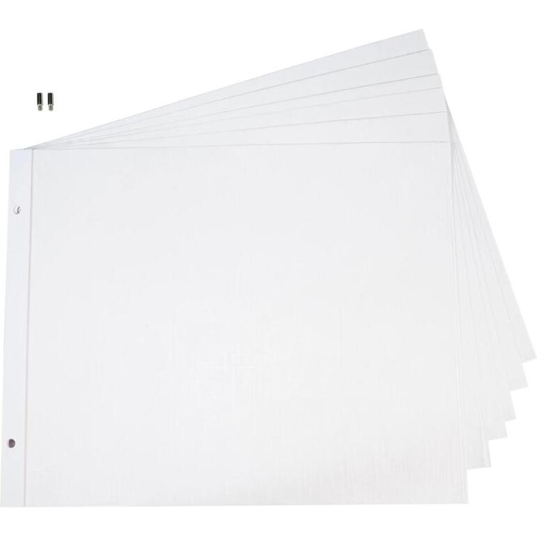 Sachet de 10 Recharges pour album à vis pages blanches - 29x37 cm - Blanc
