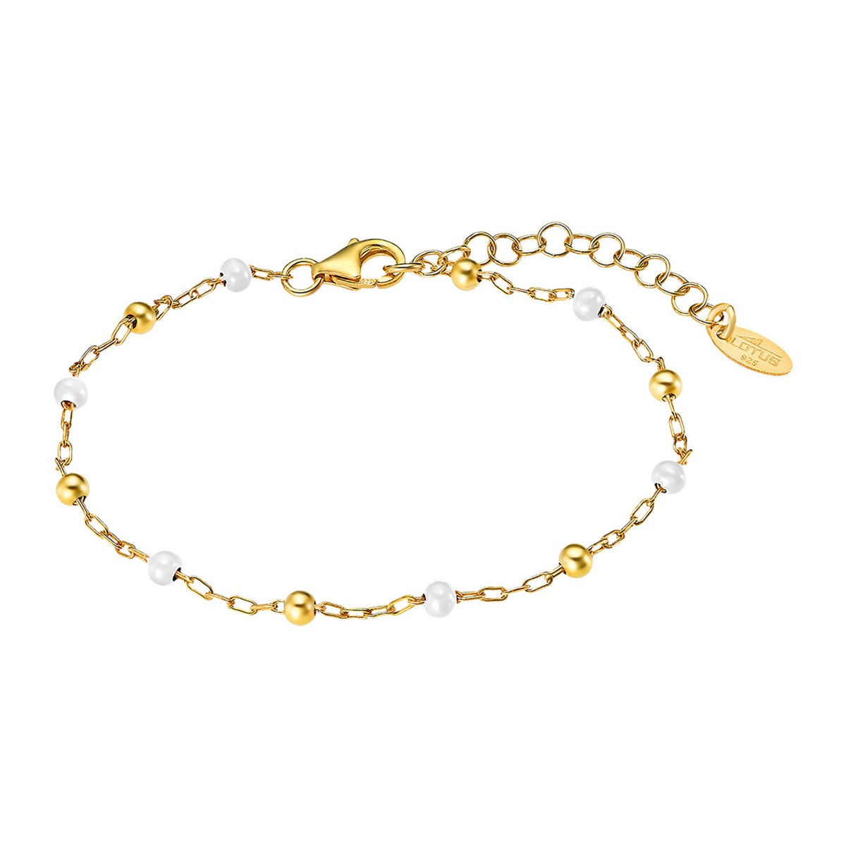 Bracelet souple Lotus Silver doré et perle blanche