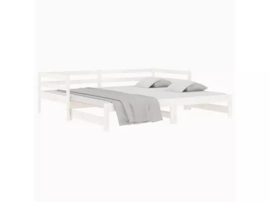 Lit coulissant Blanc 2x(80x200) cm Bois de pin massif