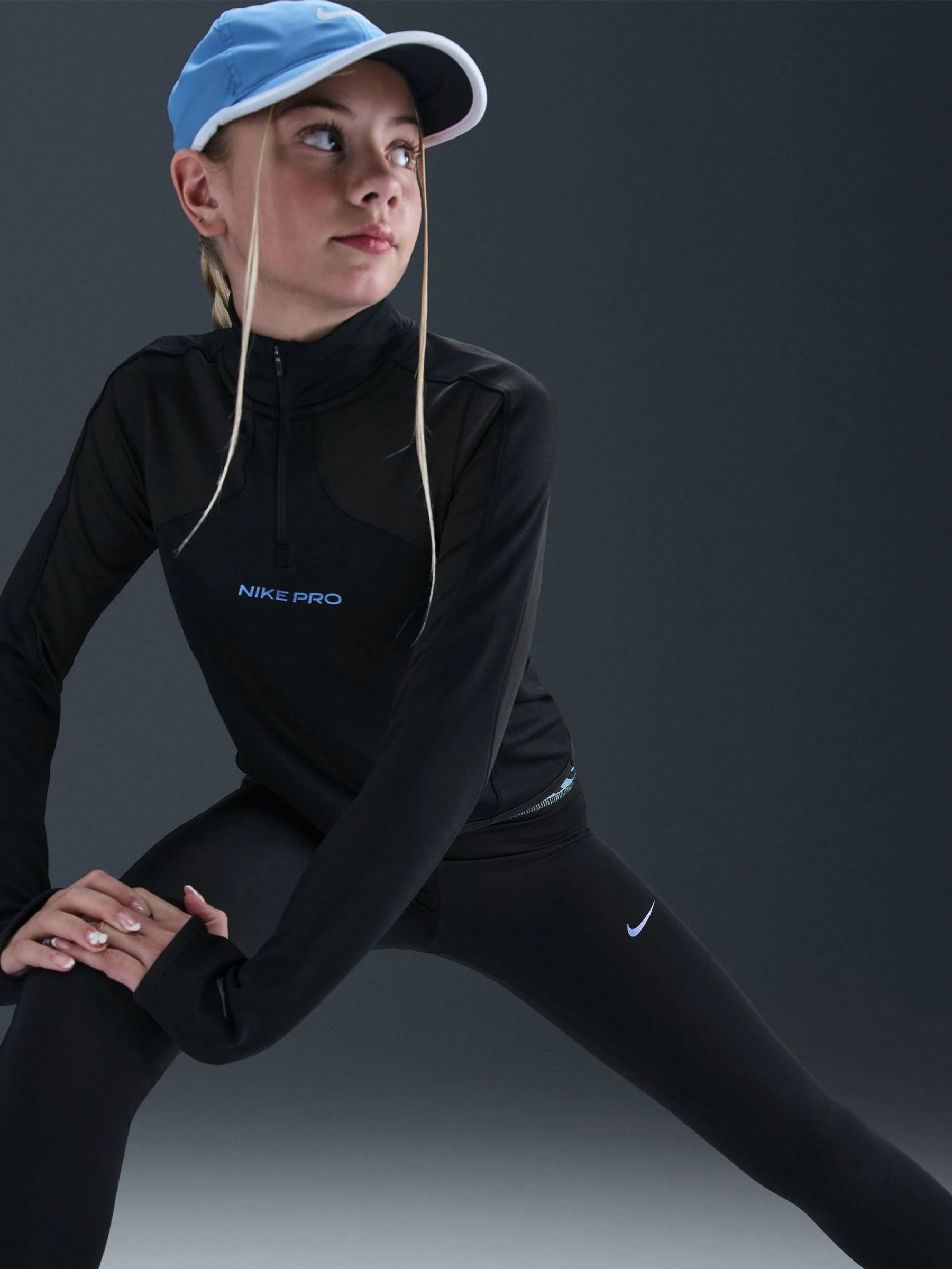 Zwart - Nike Pro ThermaFIT 1/2 Zip Long Sleeve Top