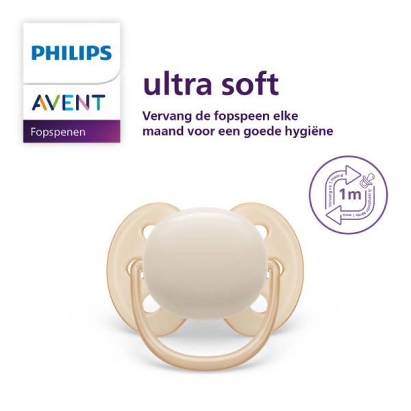 Philips Avent Ultra Soft Fopspeen - 0-6 Mnd - Beige/Groen - 2 Stuks