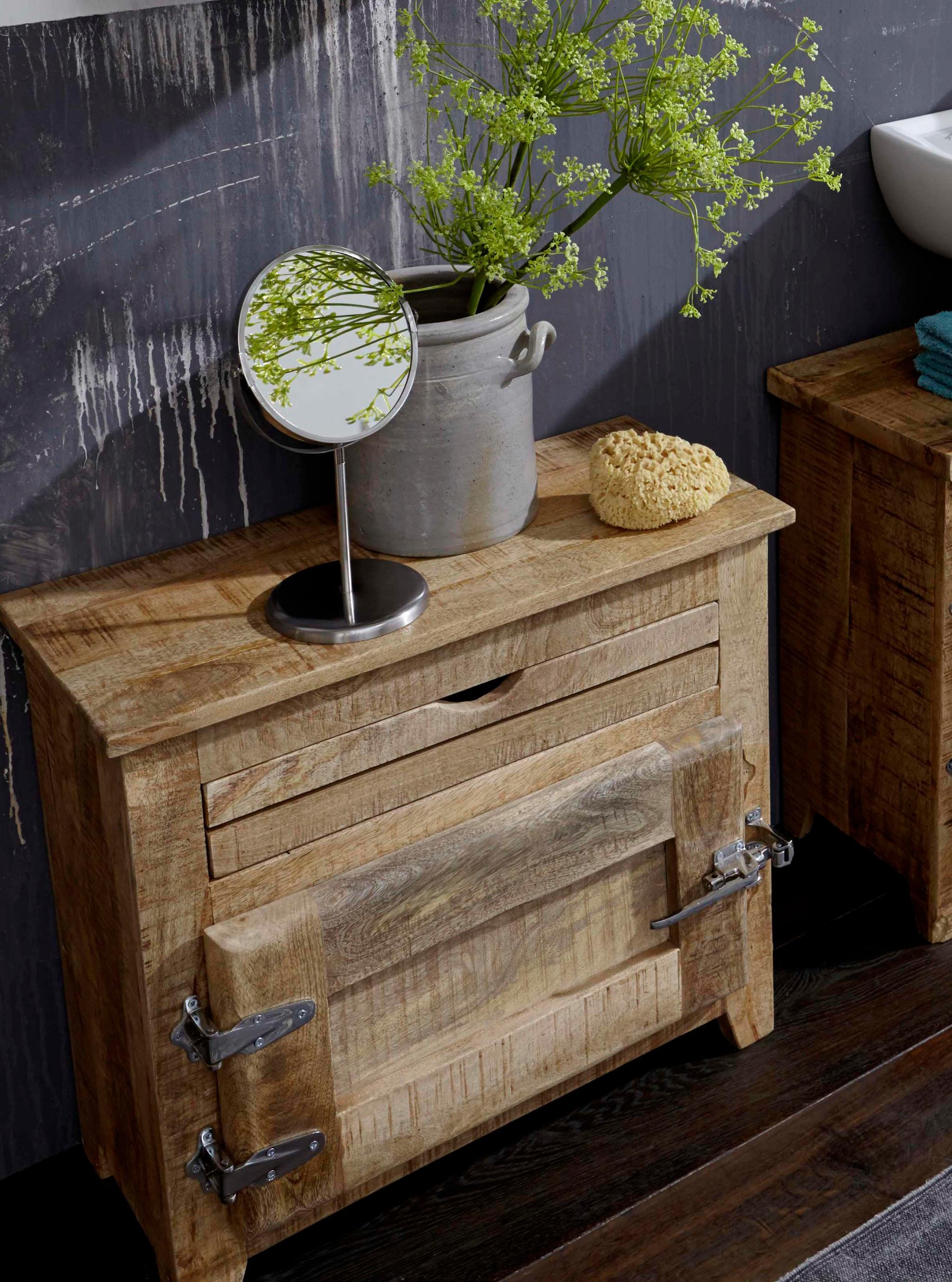 SIT Badkommode »Frigo« Mangoholz im Antik-Look mit Kühlschrankgriffen, Breite 67 cm
