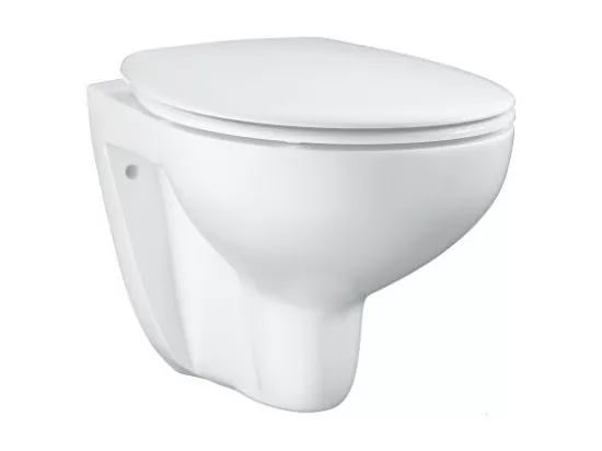 GROHE Pack WC suspendu sans bride Bau Ceramic + abattant + plaque chromée + bâti Grohe