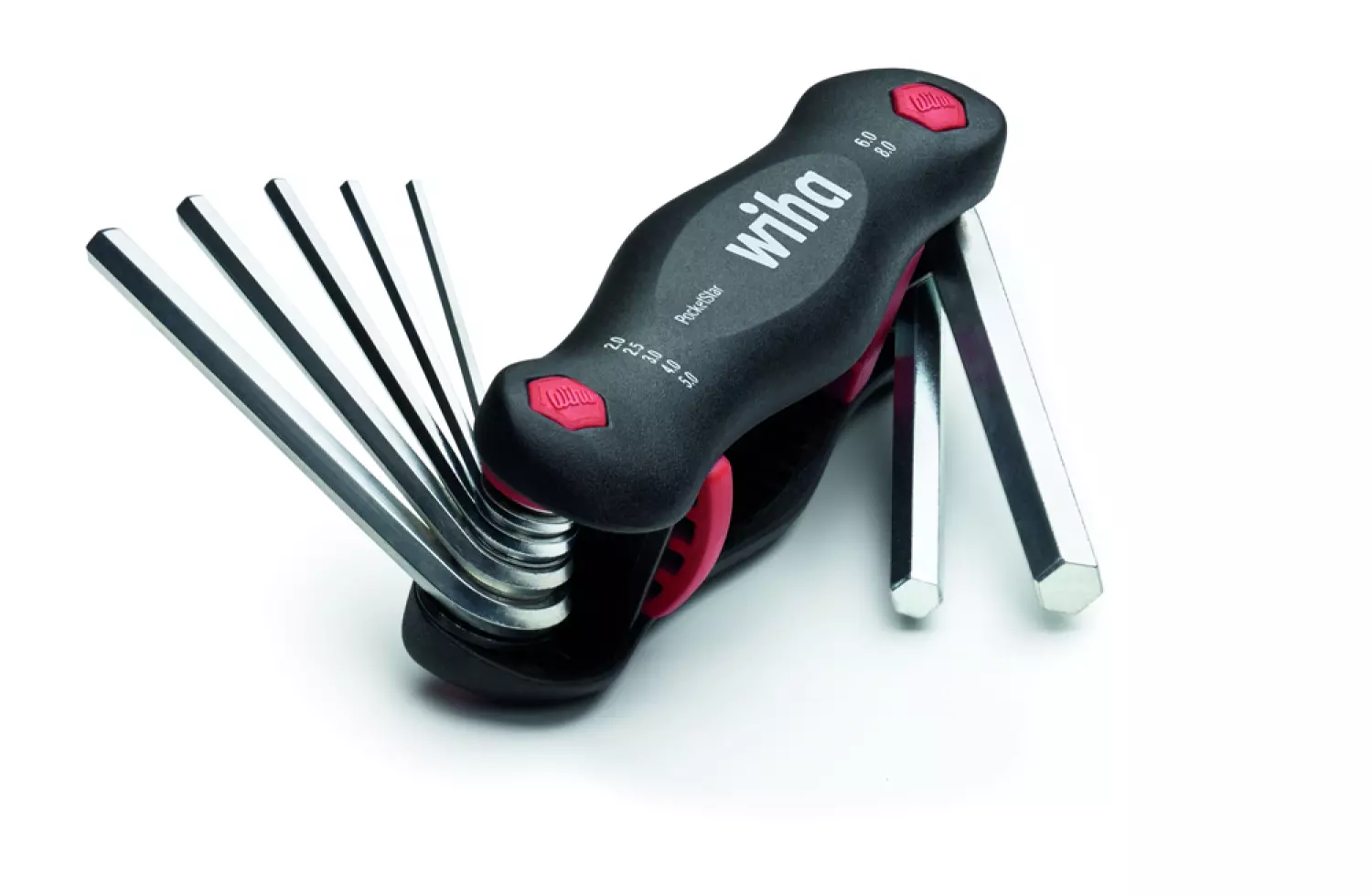 Wiha 351 PG7 7-delige Mini PocketStar Inbussleutelset - uitklapbaar model - 2-8mm