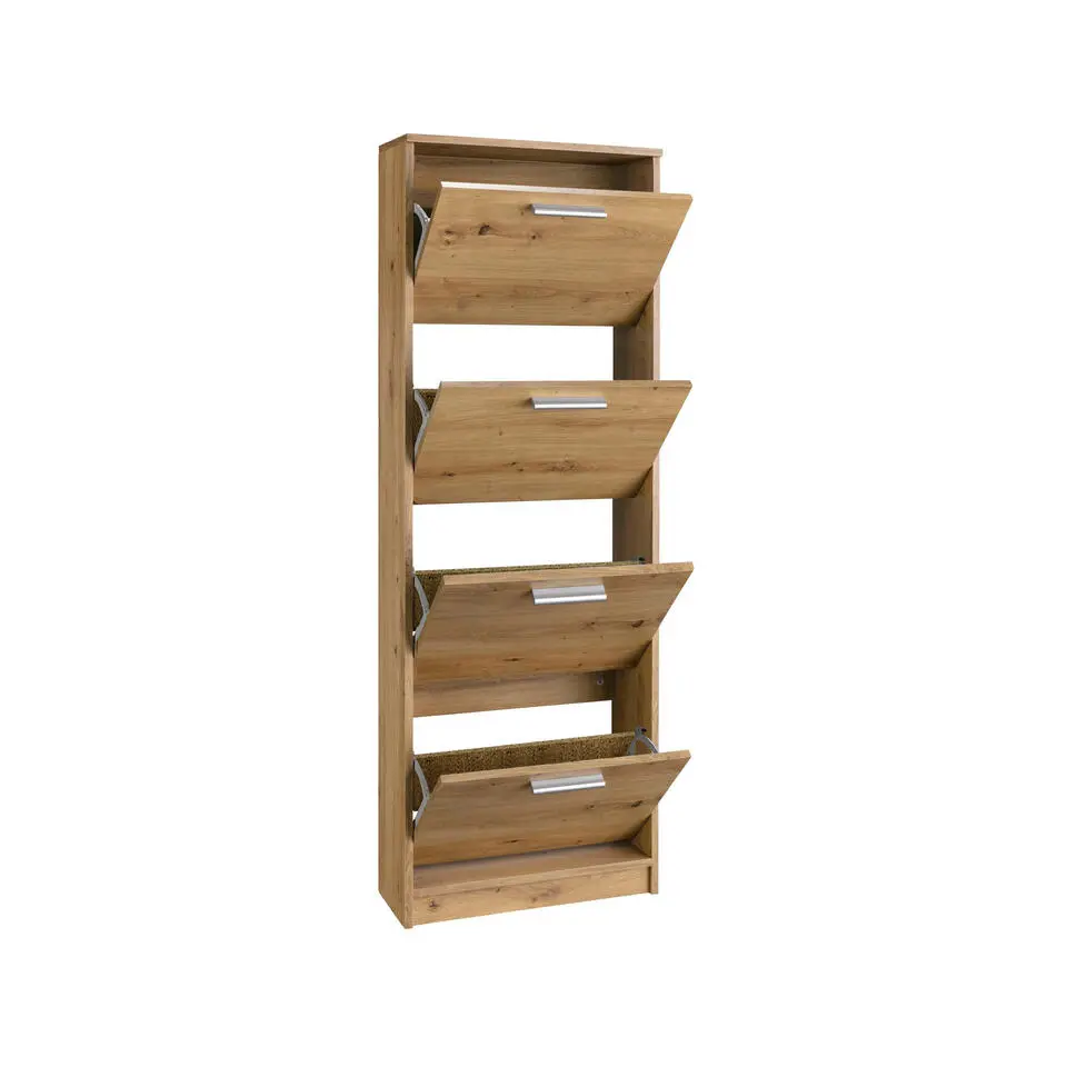 Bill - Schoenenkast met 4 kleppen in eiken effect