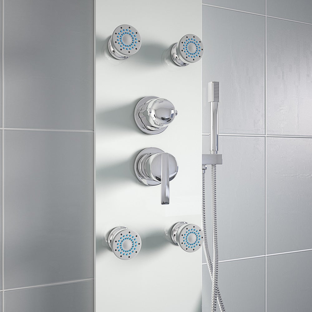 Home Deluxe - Douchepaneel - DIVE White - Afmetingen: 150 x 25 x 9 cm, Front: Glas, incl. regendouchekop en complete accessoires