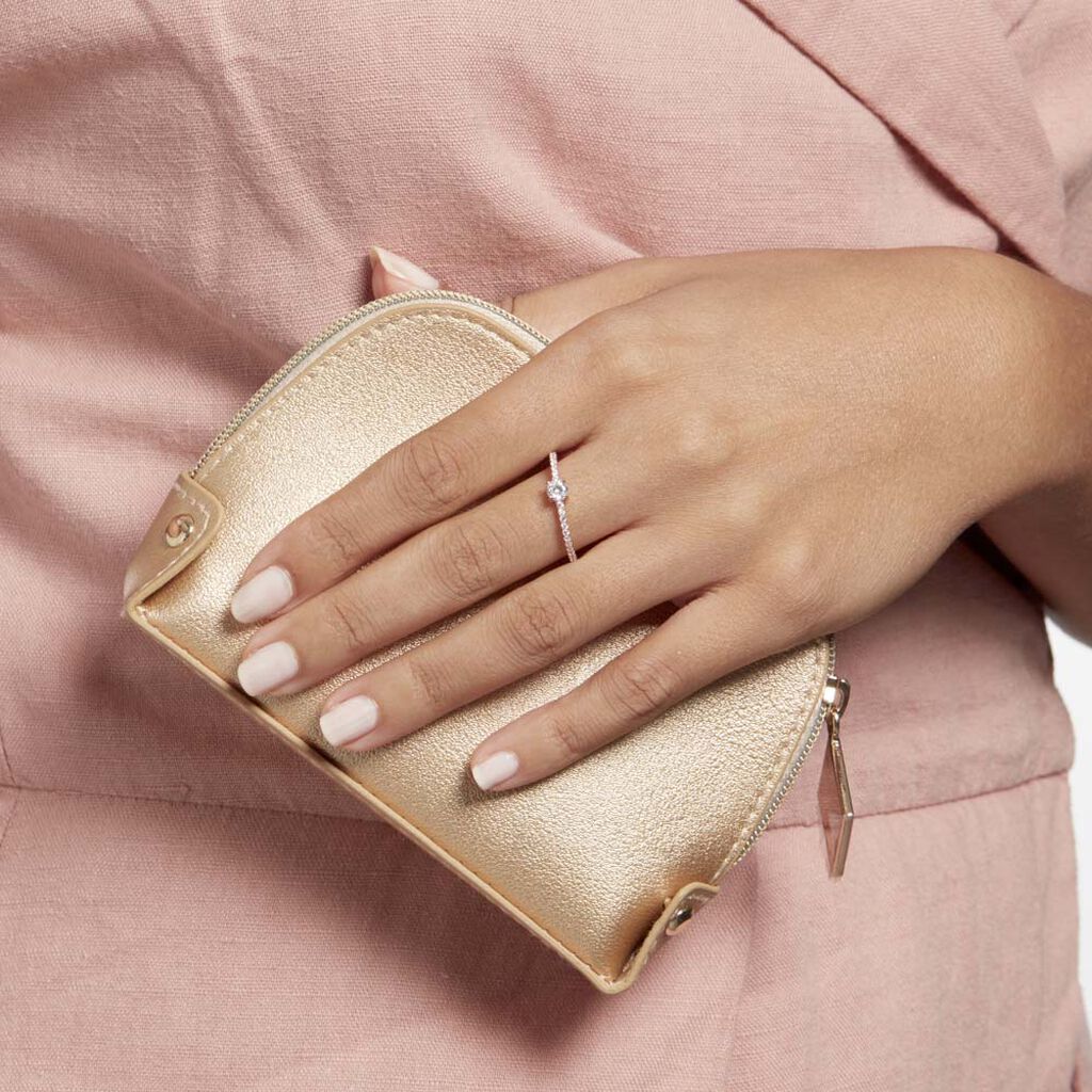 Bague Solitaire Ursi Argent Rose Oxyde De Zirconium