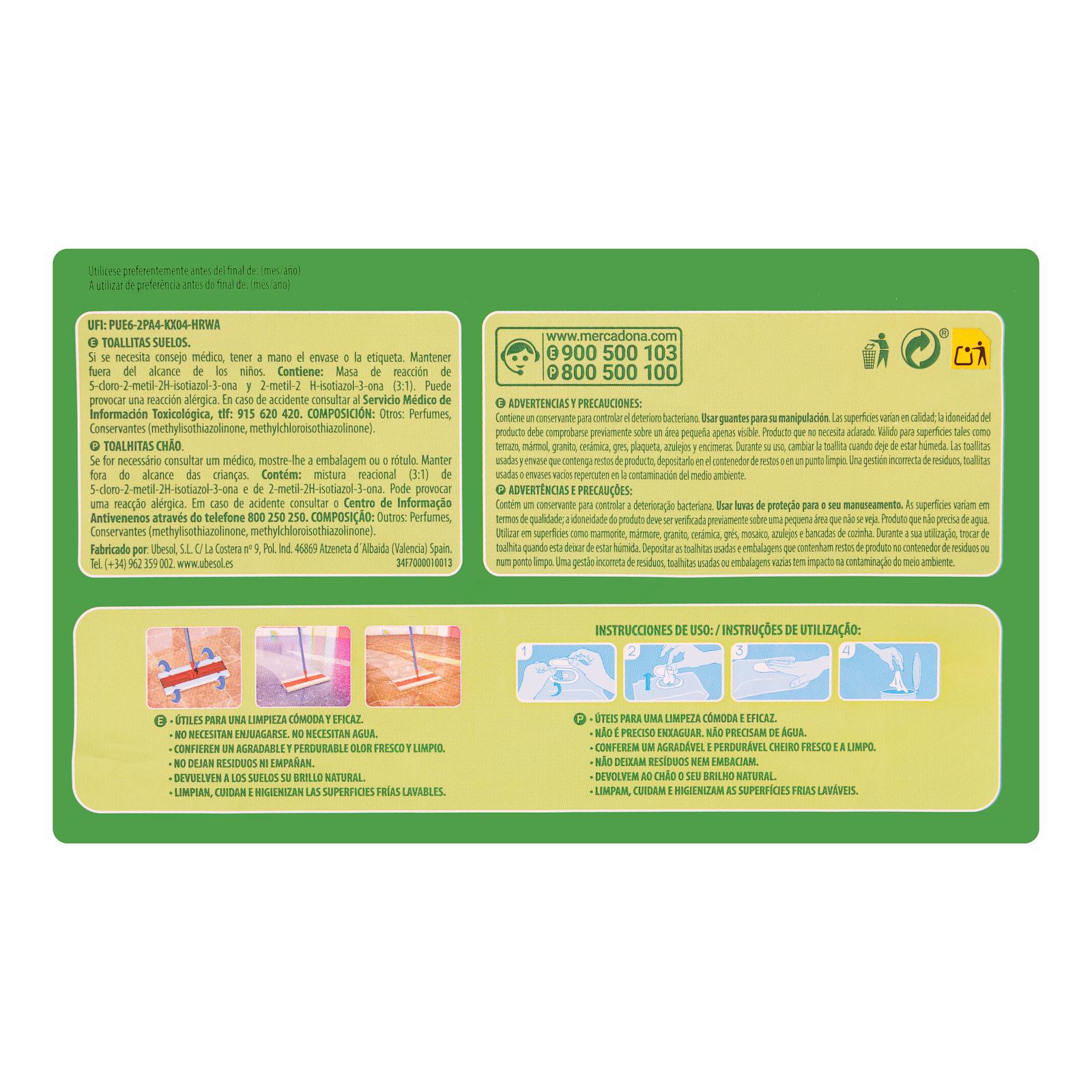 Lingettes nettoyantes pour sols Green Forest