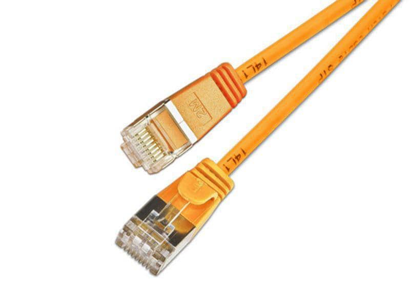 SLIM Slimpatchkabel RJ-45 - RJ-45, Cat 6, U/FTP, 1.5 m, Ora Geschirmtes Cat 6 Twisted-Pair-Kabel (U/FTP) mit Klinkenschutz