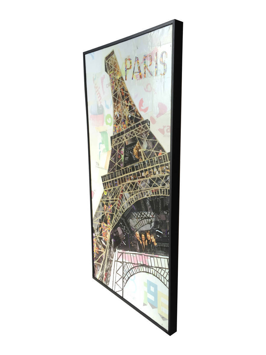 Wandbild - Eiffelturm - multicolor - Handarbeit - 52x102 cm