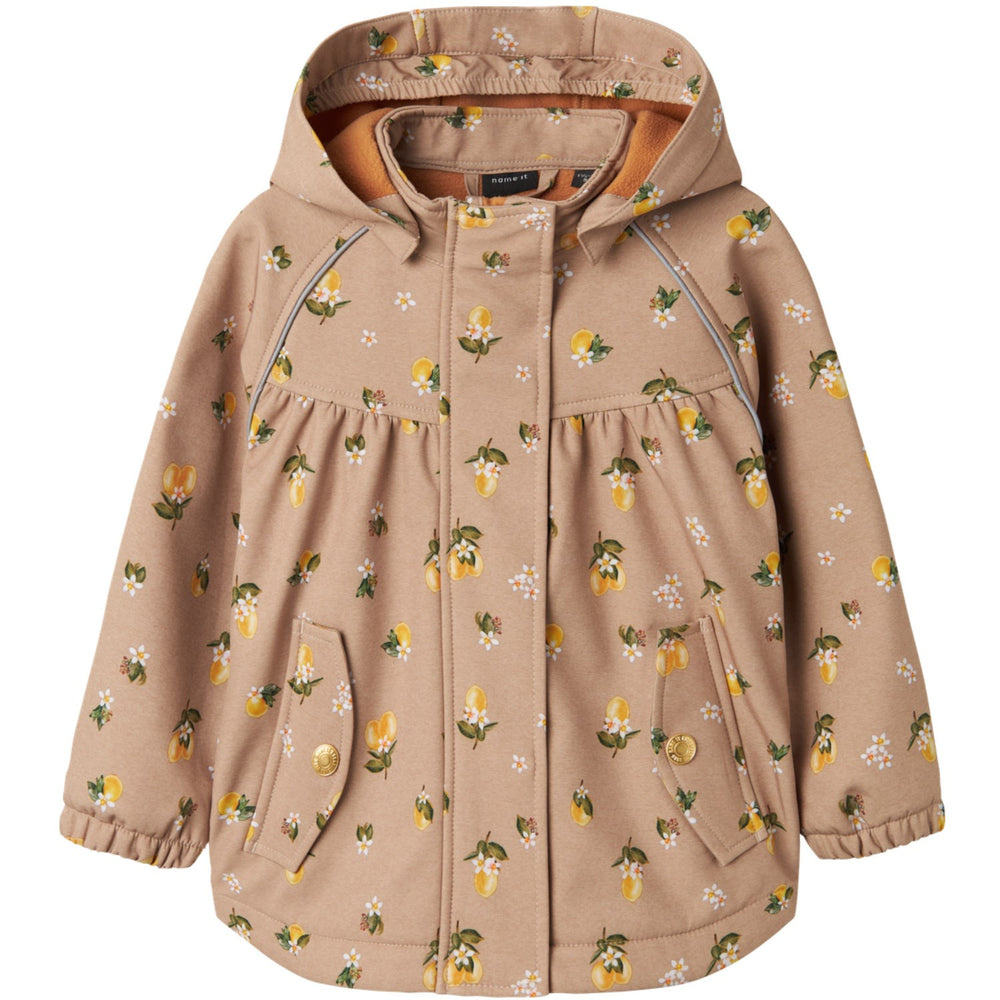 Køb Name It Light Taupe Lemons Alfa08 Softshell A-Shape Jakke Fo