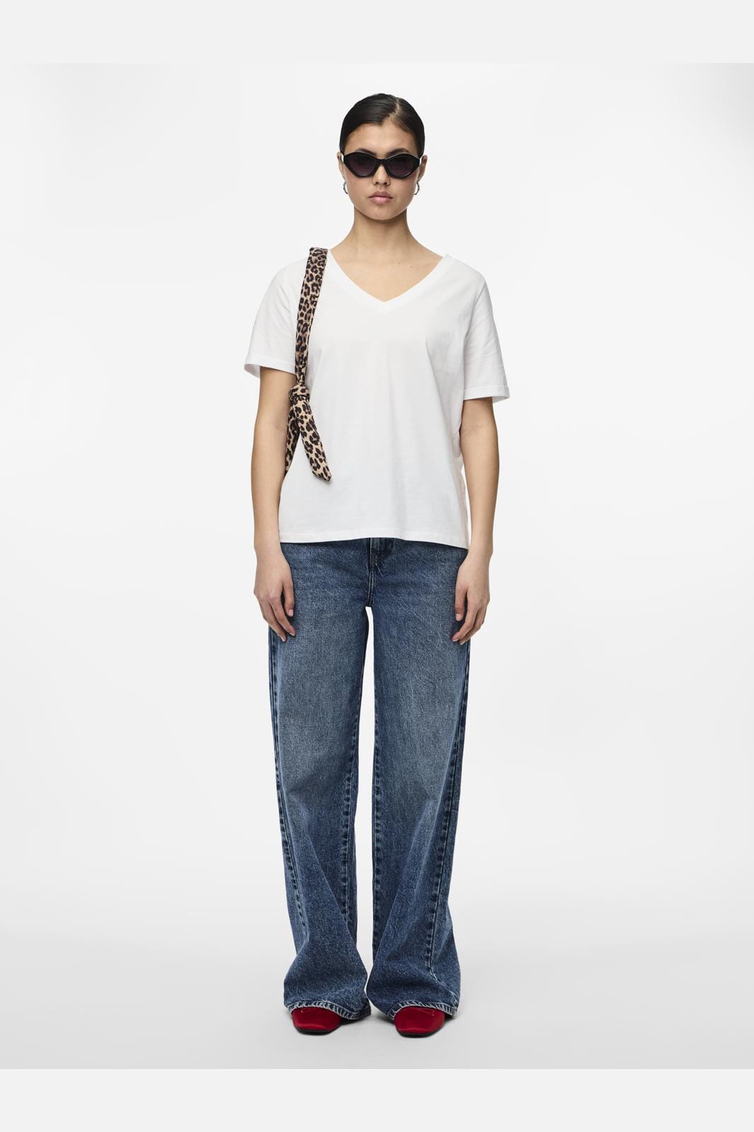 Pieces Pcria Ss V-Neck Solid Tee 3783301 bright white