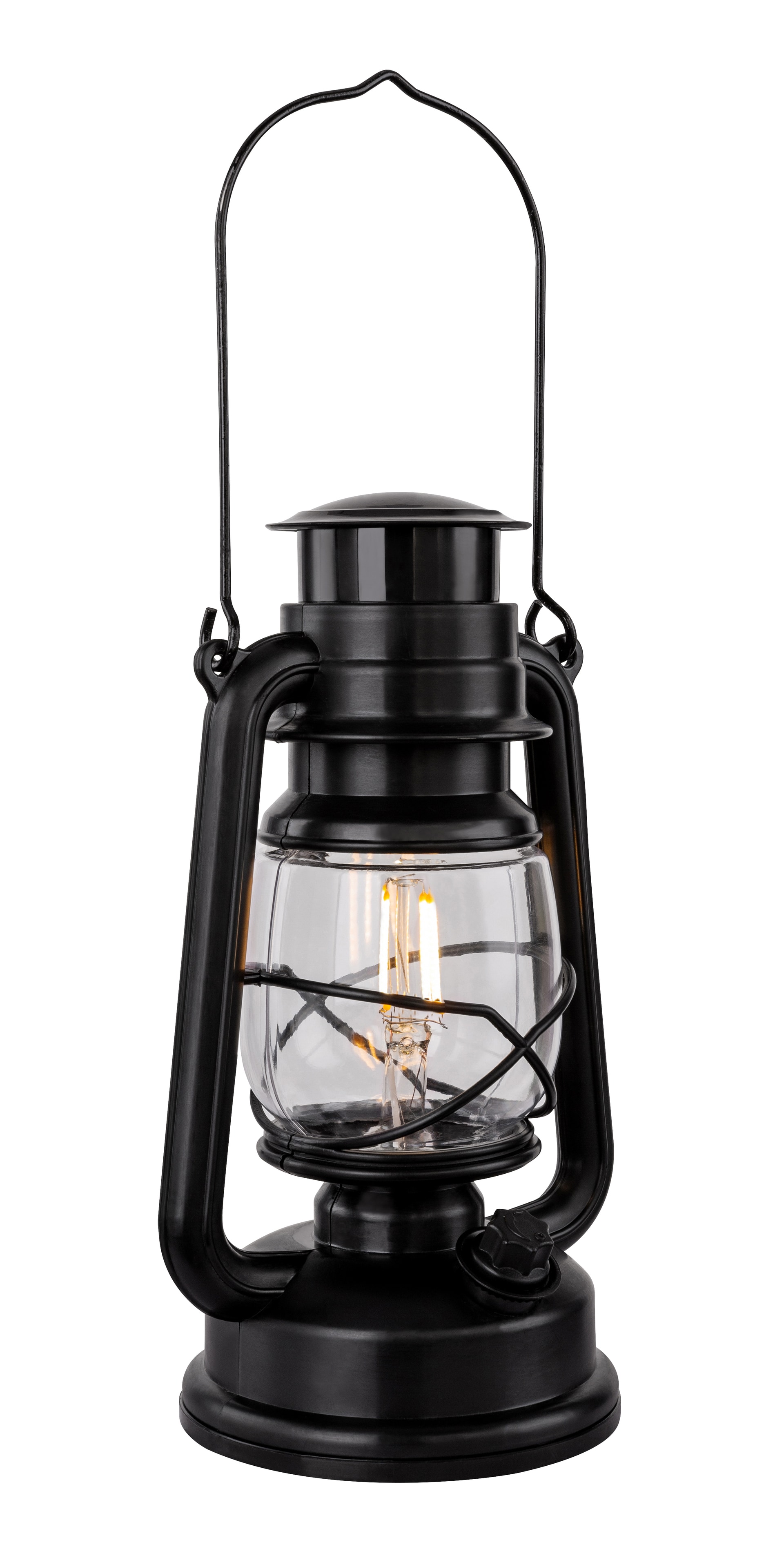 GLOBO LED Dekoleuchte Laterne Certaldo Schwarz 15,5x11,5cm H35,5cm