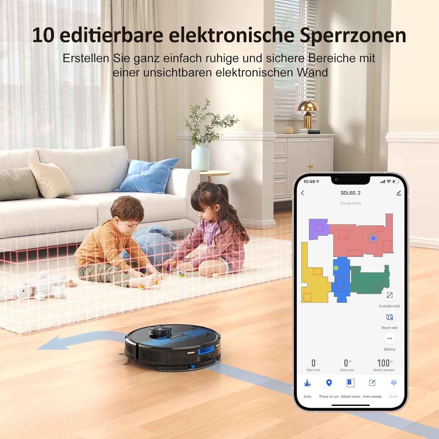 Lubluelu Saugroboter mit Wischfunktion 3-1, 4500Pa Staubsauger Roboter Lasernavigation mit 5 Karten, 55 dB Roboterstaubsauger mit APP, Saug und Wischroboter für Tierhaare, Teppiche, Hartböden, (SL60D)