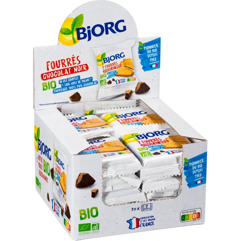 Fourrés chocolat noir Bio Bjorg x 2 - Étui de 50 g