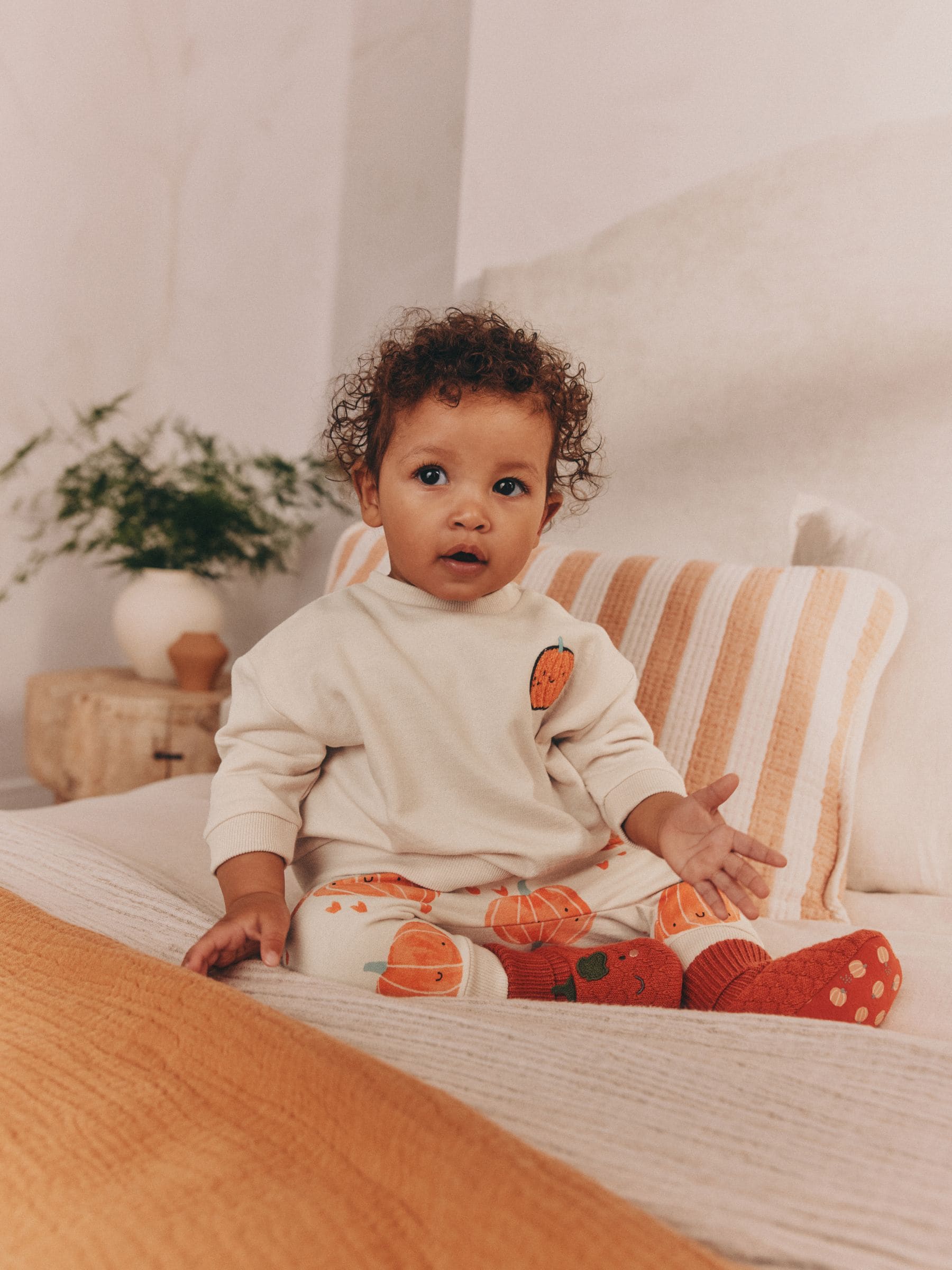 Pompoenprint - Baby Halloween-set van sweater en joggingbroek (0mnd-3jr)