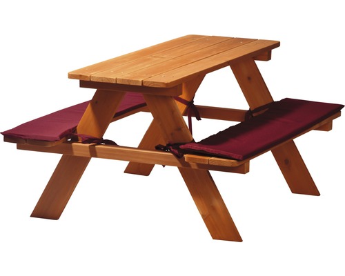 Kinderpicknicktafel van hout, 89x79x50 cm, bruin, inclusief zitkussens
