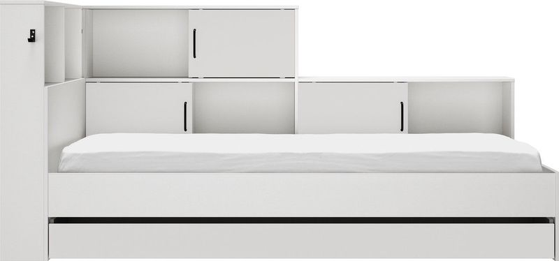 Erwan - Bed met Opbergruimte - Grijs/Wit - Spaanplaat