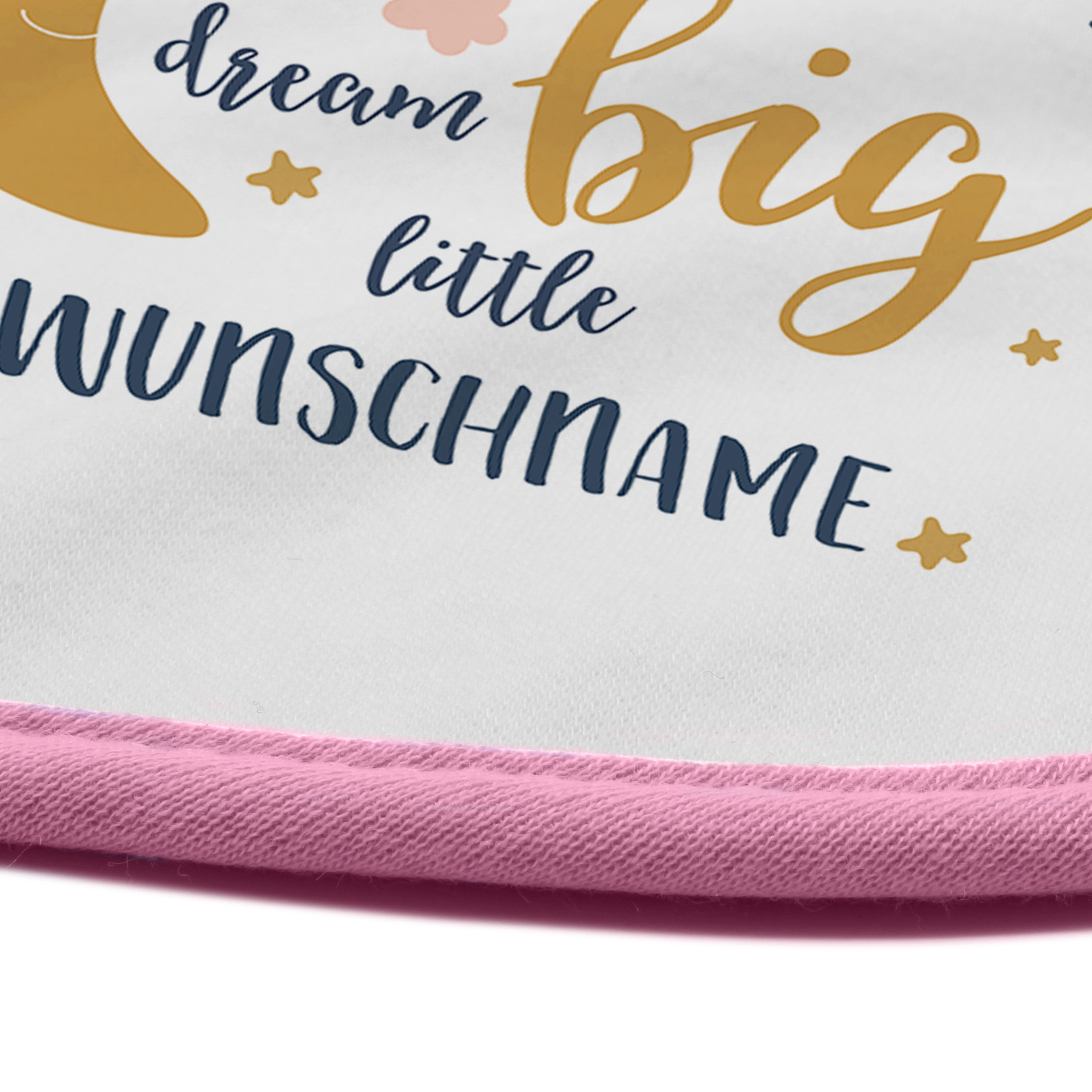 Baby-Lätzchen mit Namen, rosa (Motiv: Dream Big)