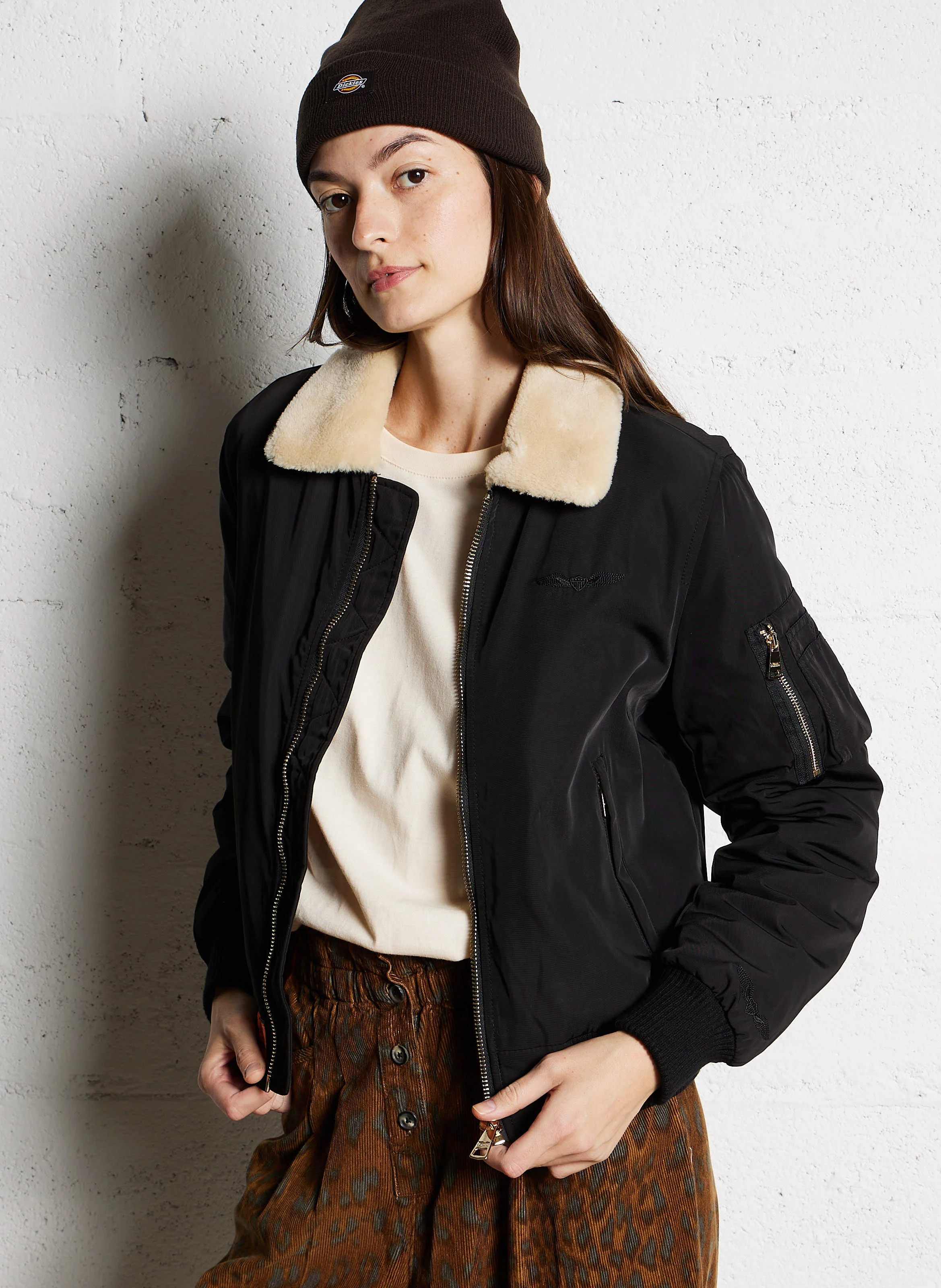 Bomber col classique droit | Noir
