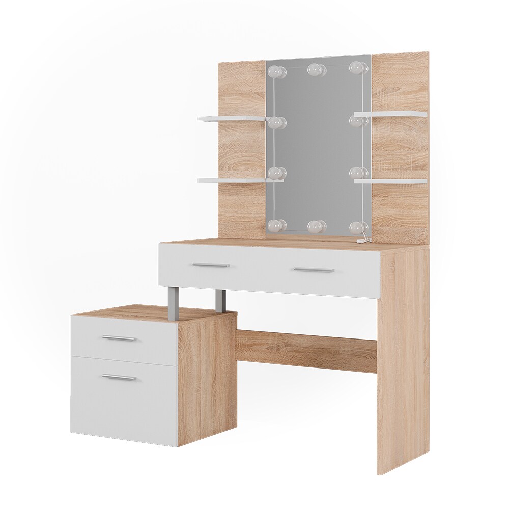 Vicco Schminktisch Frisiertisch Frisierkommode Maria Weiß Sonoma Spiegel LED 132x145 cm modern Ablage