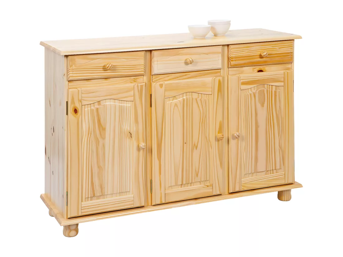 STAN - Buffet 3 Portes 3 Tiroirs Bois Massif
