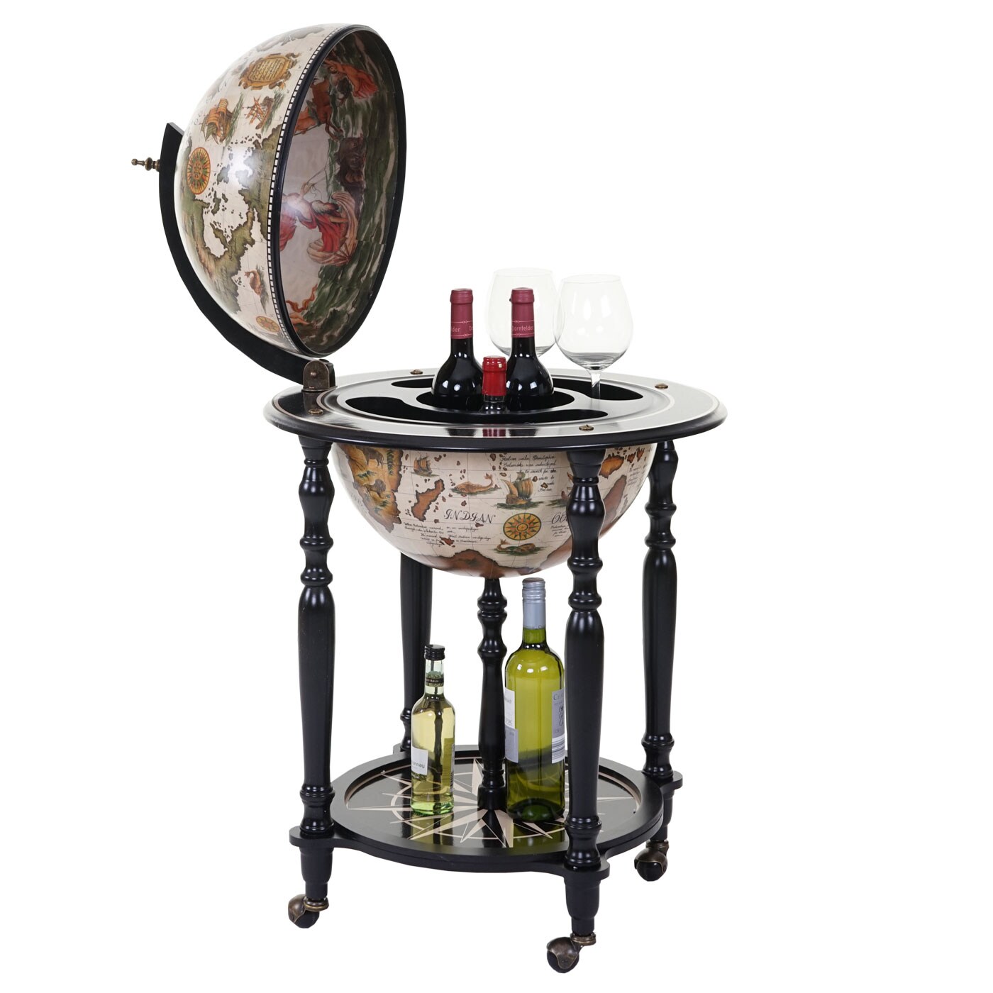 Globusbar MCW-A78, Minibar Hausbar Weinregal, Weltkugel rollbar, Ø 42cm Eukalyptusholz MVG-zertifiziert