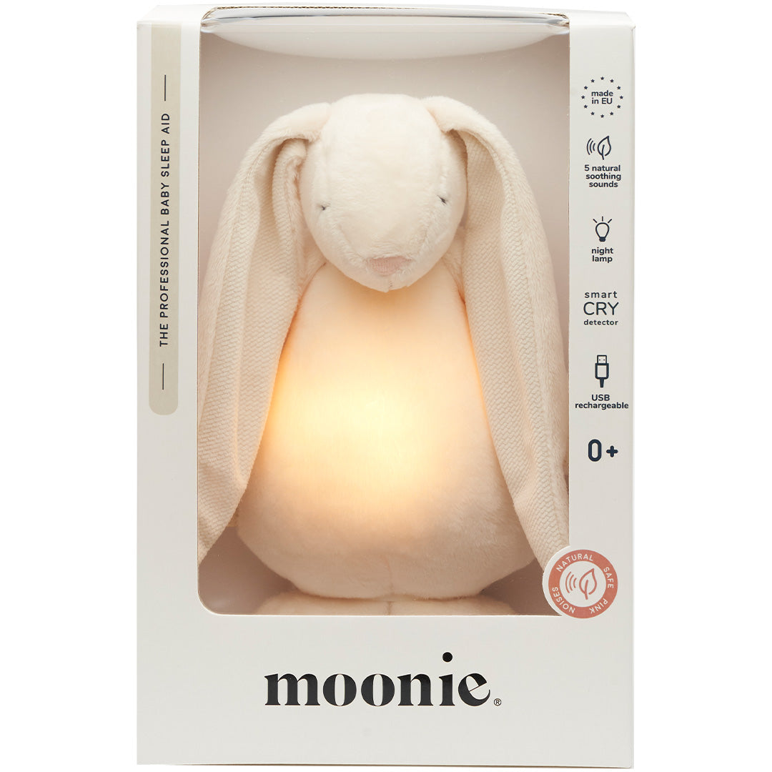 Moonie 2.0 next gen knuffelkonijn met nachtlamp en geluid cream
