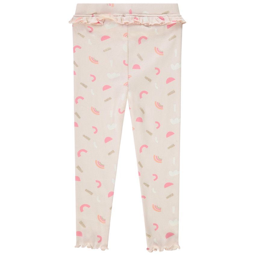 Caleçon long côtelé imprimé fantaisie pour bébé fille - Rose