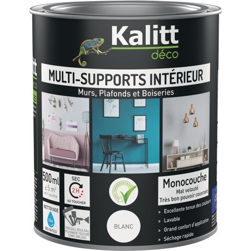 Peinture multi-supports 0,5 L Acrylique Mat - Blanc