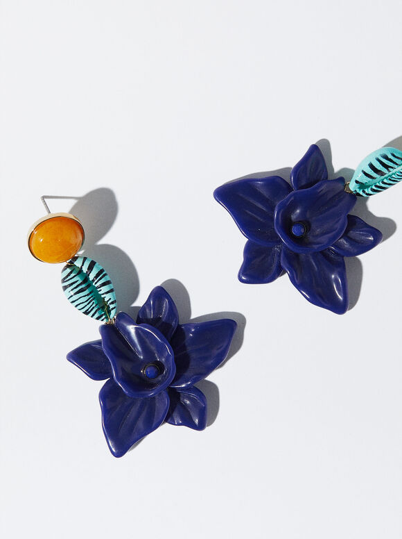 Pendientes Flor Con Resina - Multicor