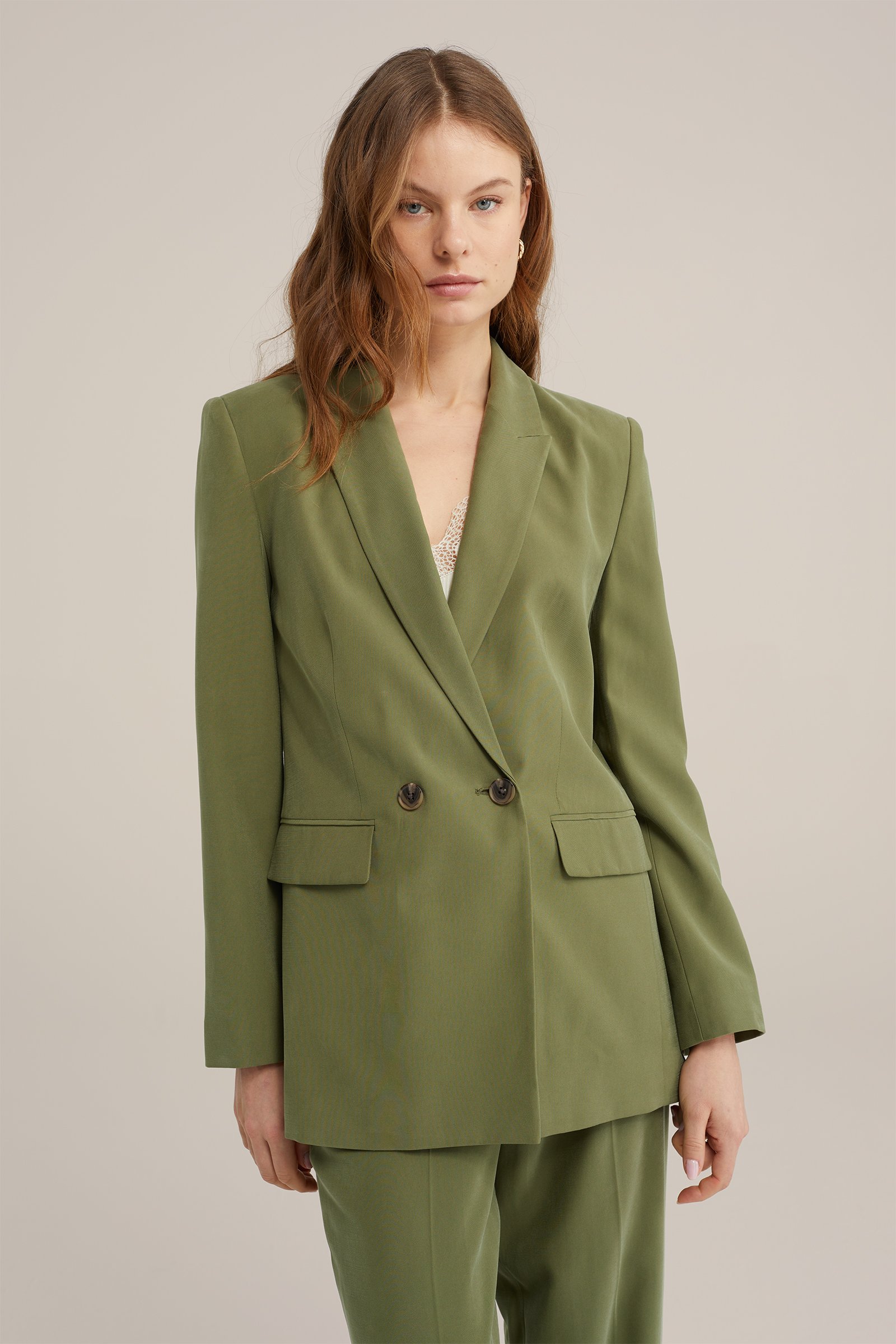 regular fit double-breasted blazer WE Fashion Olijfgroen