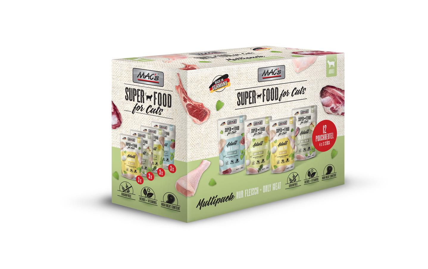 Nassfutter Multipack mit Fleisch 12 x 100 gAlleinfuttermittel für ausgewachsene Katzen