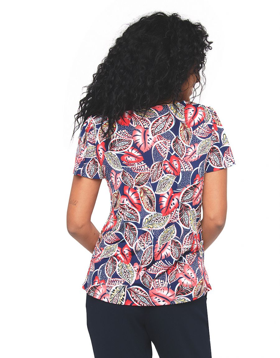 Top feuillages col V