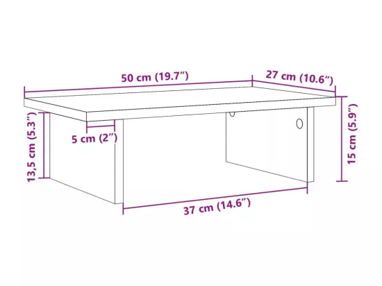 Support de moniteur gris béton 50x27x15 cm bois d'ingénierie