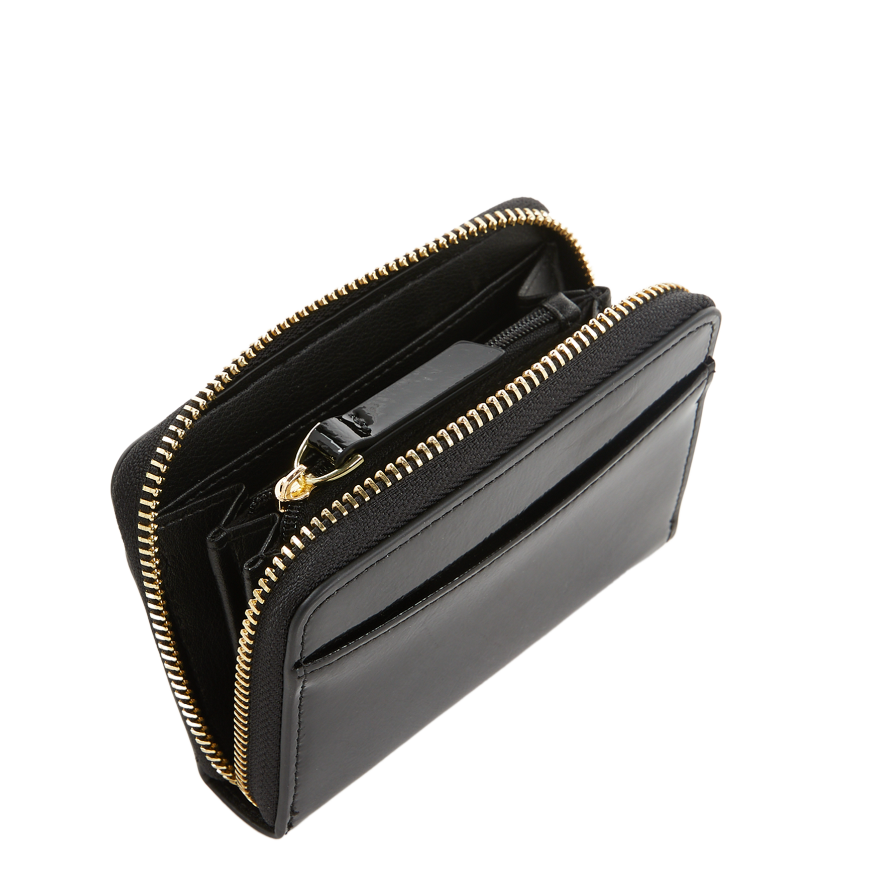 COMPAGNON MINI - Portefeuille compact en cuir verni | Noir