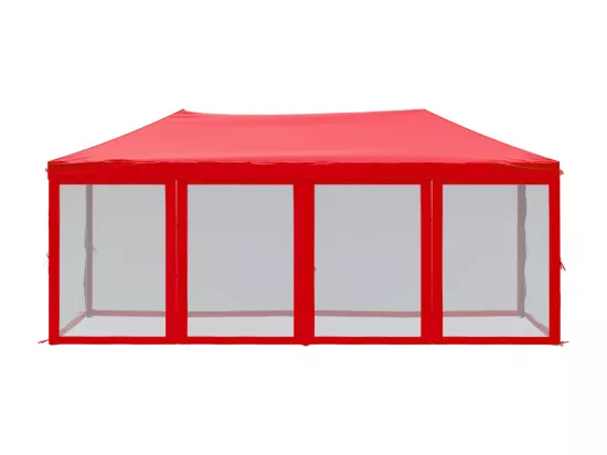 Tente de réception pliable avec parois Rouge 3x6 m
