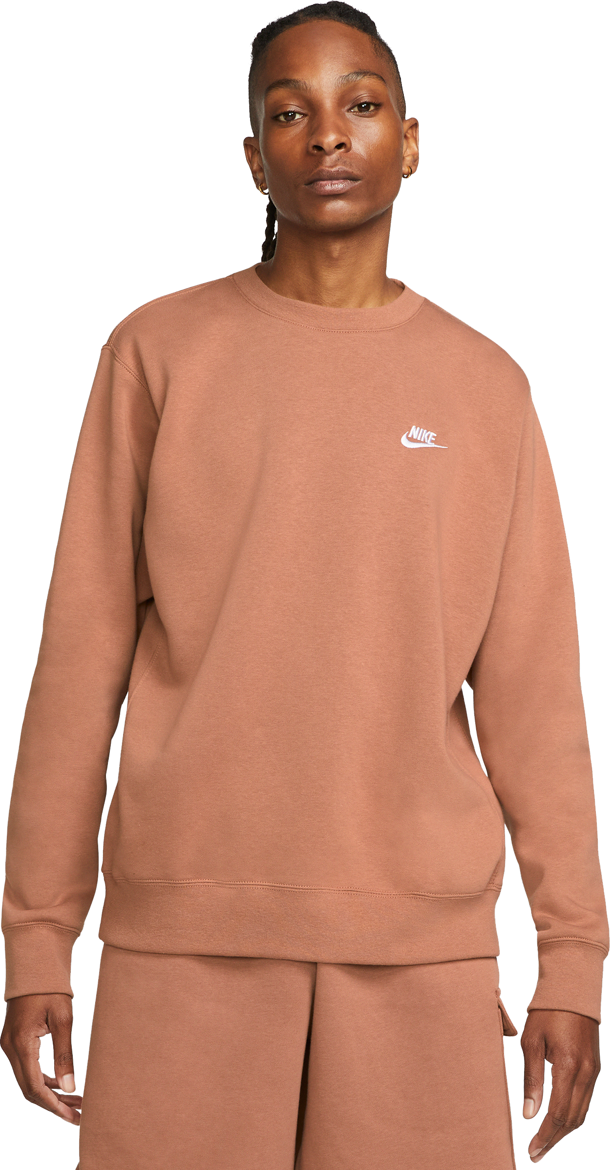 Nike Club Crew Sweatshirt Braun Weiss F215