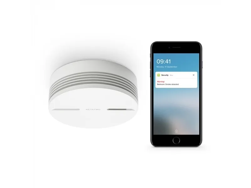 Netatmo Smart Smoke Alarm - Røgsensor - 802.11b/g/n, Bluetooth 4.0 - 2.4 Ghz - batteridrevet